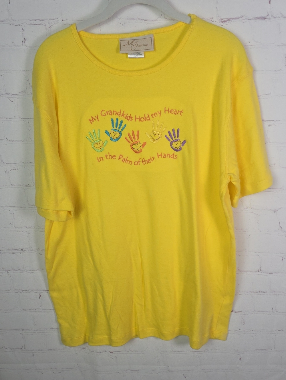 Expressions Yellow 2X 'My Grandkids Hold My Heart' Short Sleeve Tee